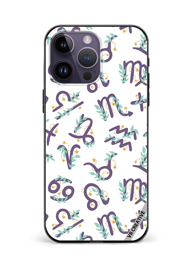 Protective Case Cover For Apple iPhone 16 Pro Max Cute Vector Pattern With Zodiac Sign Design Multicolour