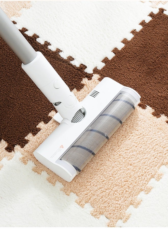 12Pcs Puzzle Foam Mat Interlocking Carpet Shaggy Soft EVA Foam Mats Fluffy Area Rugs Protective Floor Tiles Exercise Play Mat for Children Kids Room Home Parlor Bedroom Light Pink 30*30cm - Image 2