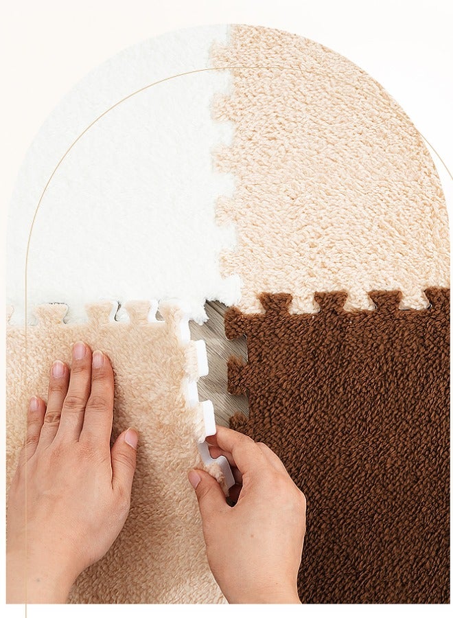 12Pcs Puzzle Foam Mat Interlocking Carpet Shaggy Soft EVA Foam Mats Fluffy Area Rugs Protective Floor Tiles Exercise Play Mat for Children Kids Room Home Parlor Bedroom Light Pink 30*30cm - Image 3