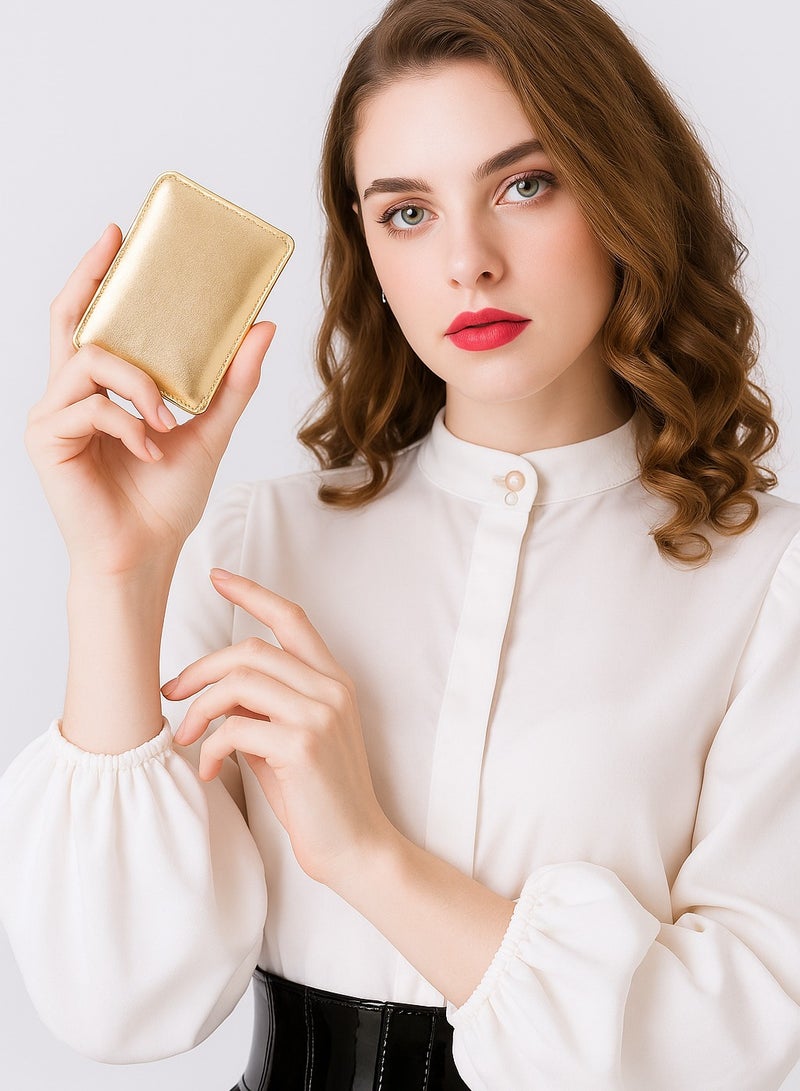 Selecta Now Premium 100% Genuine Sheep Leather Wallet for Women Soft Metallic Golden Leather ID Card & Credit Card Slots Fashionable Ladies Wallet - Image 1