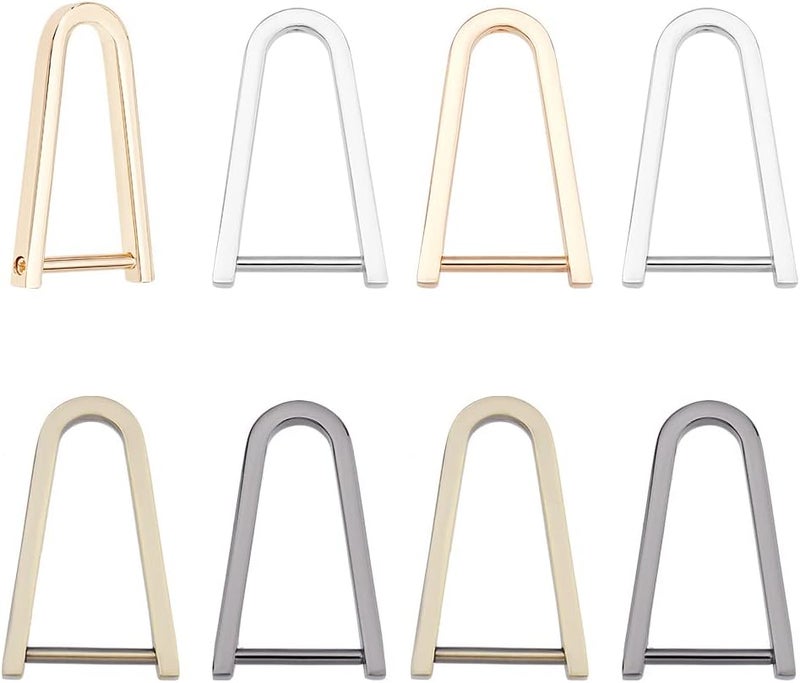 كلاراكو Klarako 8 قطع حلقات D برغي في القيد، 4 ألوان حلقات D على شكل حدوة حصان على شكل حرف U 1.1 بوصة حلقات D نصف دائرية مع برغي إغلاق حامل مفاتيح سلسلة مفاتيح محفظة أدوات يدوية من الجلد حزام سلسلة مفاتيح إكسسوارات - Image 1