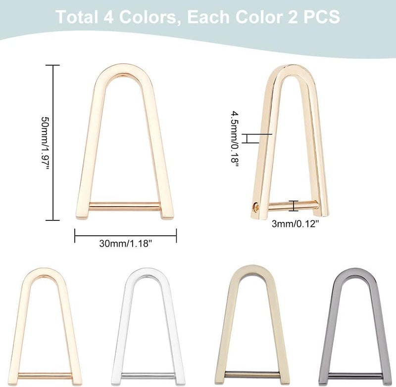 كلاراكو Klarako 8 قطع حلقات D برغي في القيد، 4 ألوان حلقات D على شكل حدوة حصان على شكل حرف U 1.1 بوصة حلقات D نصف دائرية مع برغي إغلاق حامل مفاتيح سلسلة مفاتيح محفظة أدوات يدوية من الجلد حزام سلسلة مفاتيح إكسسوارات - Image 2