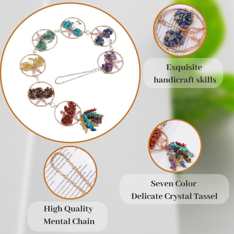 Dreamocean 7 Chakra Healing Crystals Hanging Ornamentï¼ŒHandmade Butterfly Natrual Chakra Stones Gemstones Wall Hanging Ornaments for Home Decor Yoga Meditation(7 Chakra Butterfly) - Image 5