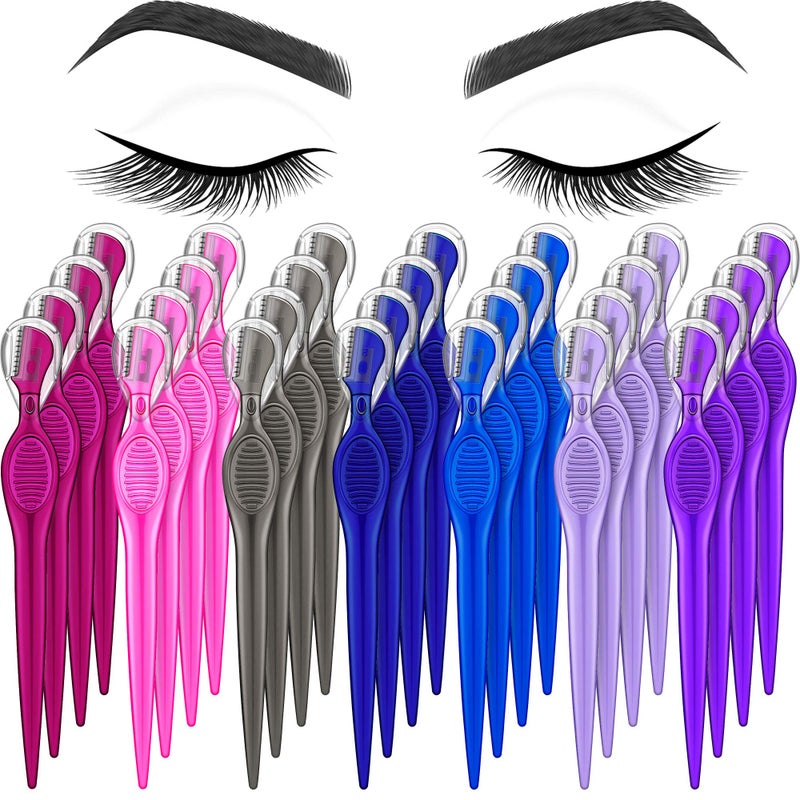 Mudder Mudder 28 Pcs Eyebrow Razor Knife Shaver Trimmer Shaver Multipurpose Exfoliating Tool Facial Hair Removal for Women Valentine Gift GivingAssorted Colors
