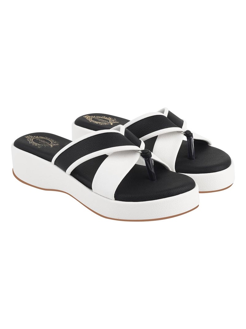 Shoetopia Cross Strap White Wedges For Women & Girls /EU36 - Image 1