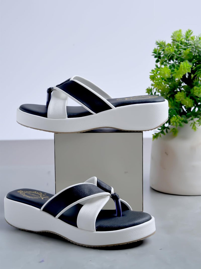 Shoetopia Cross Strap White Wedges For Women & Girls /EU36 - Image 2