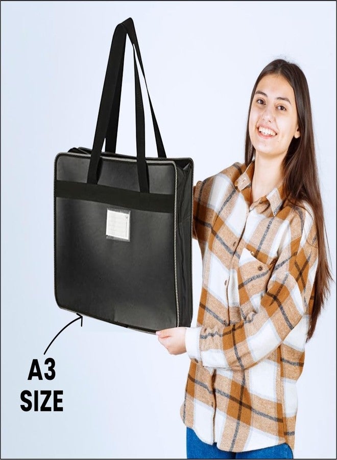 WORLDONE A3 (Bigger Size) | Faux Leather (PP) Portfolio Bag (50.5 * 35.5 cm) (Approx Double The Size of photocopy Paper Size) | for Artists, Architects, Designers | Black Color (Pack of 1) - Image 5