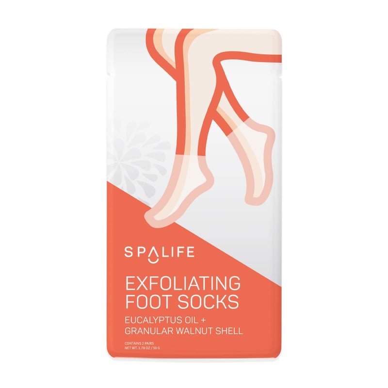 SpaLife Exfoliating Foot Socks - Eucalyptus Oil + Granular Walnut Shell 8 pack - Image 2
