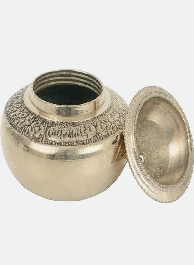 VR Creatives Brass Handmade Kumkum Sindoor Box Kumkum Puja Box Sindoor Dabbi Dibbi Dhani Dani Lid Holder (Gold, 1.6 X 1.6 X 1.9 Inch) - Image 3