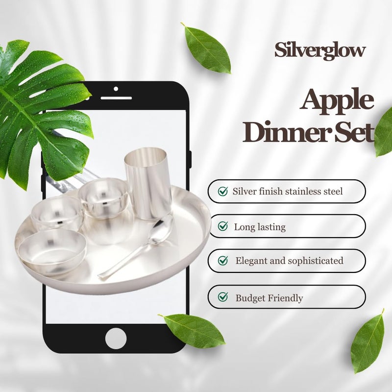 Silver Glow طقم أدوات المائدة الفاخرة من الفولاذ المقاوم للصدأ بلمسة فضية من سيلفركلو 6 قطع طقم عشاء فضي مطلي مثالي للمنزل والمطاعم والهدايا وحفلات الزفاف - Image 2