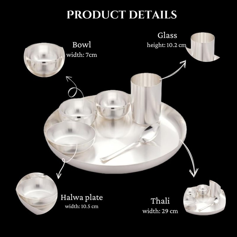 Silver Glow طقم أدوات المائدة الفاخرة من الفولاذ المقاوم للصدأ بلمسة فضية من سيلفركلو 6 قطع طقم عشاء فضي مطلي مثالي للمنزل والمطاعم والهدايا وحفلات الزفاف - Image 4