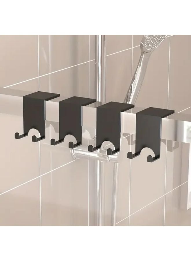 خطاف أسود عريض معلق 4 قطع حامل مناشف ثقيل لبواب زجاج حوض الاستحمام - Image 3