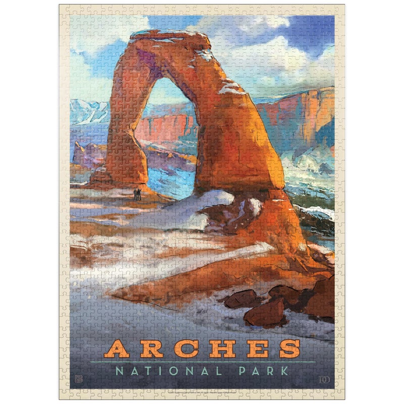 MyPuzzle.com MyPuzzle Arches National Park Snowy Delicate Arch Vintage Poster Premium 1000 Piece Jigsaw Puzzle for Adults - Image 3
