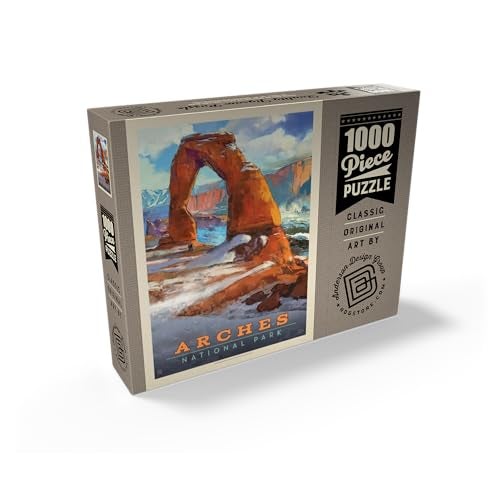 MyPuzzle.com MyPuzzle Arches National Park Snowy Delicate Arch Vintage Poster Premium 1000 Piece Jigsaw Puzzle for Adults - Image 5