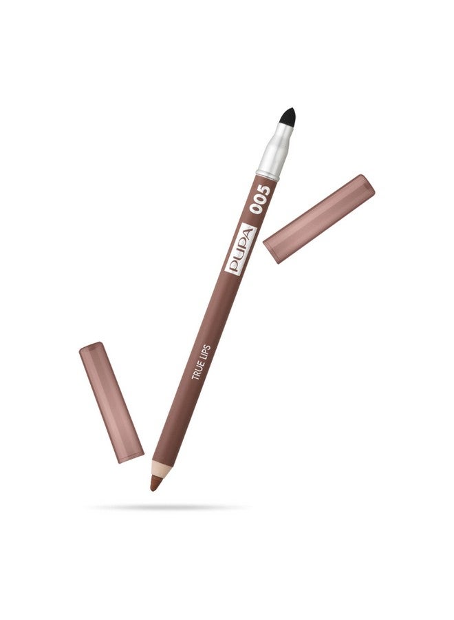 PUPA قلم كونتور الشفاة القابل للمزج ميلانو تو ألوان مطفية مزدوجة النهاية لخط الشفاه وفرشاة كريمة مرطبة عالية الصبغة مع تركيبة مقاومة للتلطخ وخالية من البارابين 005 رو سينا رمل 0.042 أوقية - Image 2