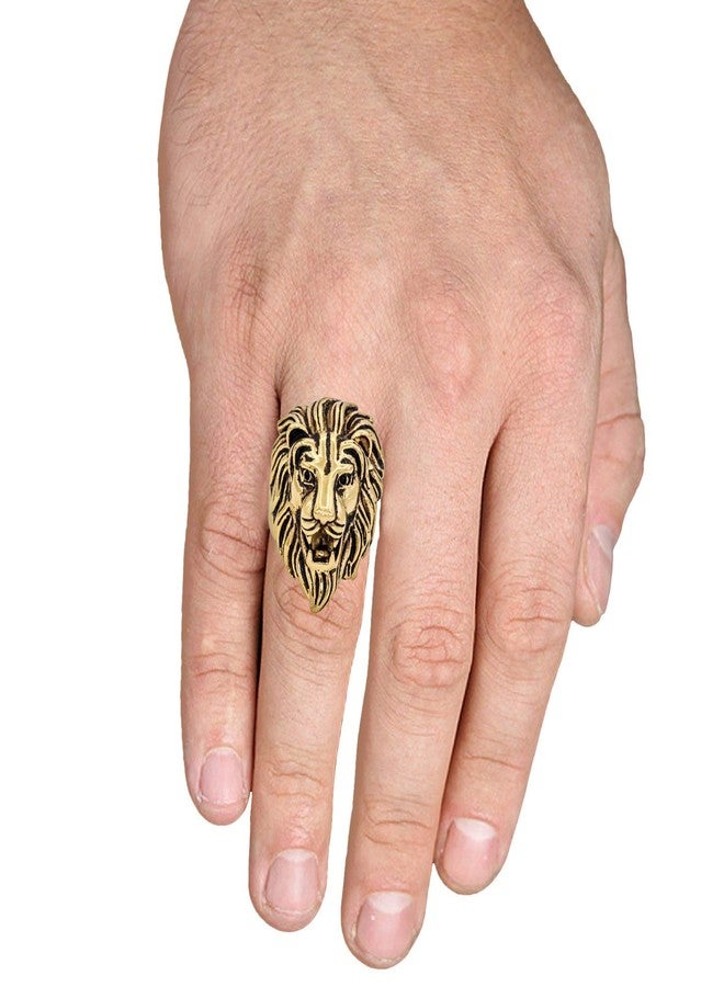 DULCI Made of Brass Big & Bold Roaring Lion's Head Heavy Finger Ring Band Ring for Mens & Boys - Image 3