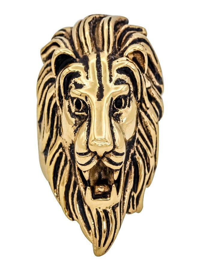 DULCI Made of Brass Big & Bold Roaring Lion's Head Heavy Finger Ring Band Ring for Mens & Boys - Image 1