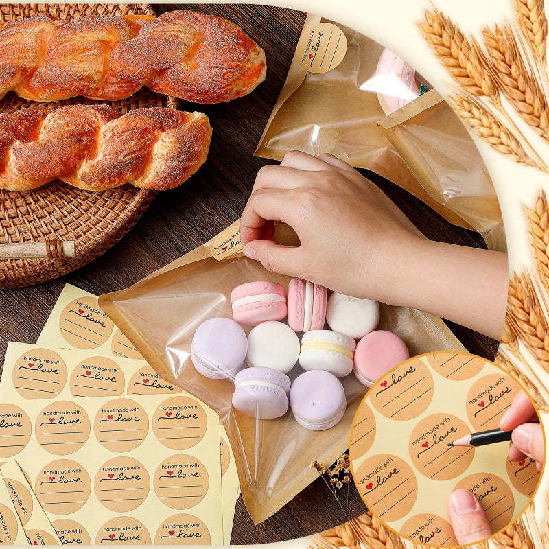 Outus 100 Pcs Cookie Packaging Bags with Seal, 7.1 x 7.5 Inch Bakery Pastry Bags with Window, Heat Sealable Grease Resistant Paper to Go Bake Sleeves for Gift Giving Donut Bread Sandwich (Brown) - Image 5