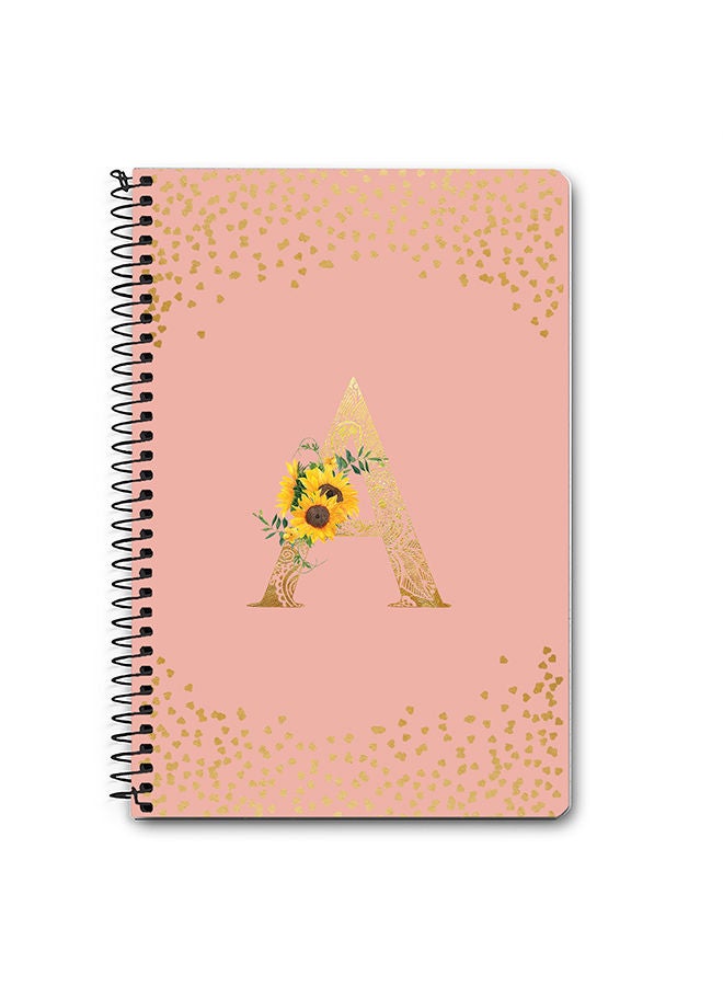 Stylizedd Designer A5 Spiral Notebook Memo Notepad Journal - Custom Monogram Initial Letter Mandala Floral Pattern Alphabet - A - Rose Pink  - Image 1