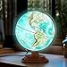 JOWHOL Illuminated Globe of the World with Wooden Stand 8 World Globe for Kids Adults Learning Builtin LED Night Light Home Office Classroom Decor Geography GiftsElegant Turquoise - Image 3