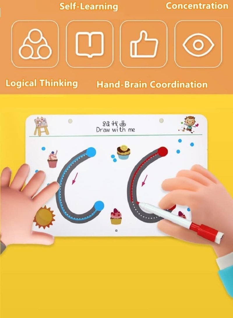 Generic Magical Tracing Workbook Set for Kids, Practice Copybook with Reusable Pen and Eraser, Early Educational Learning Book for Preschoolers And Kindergarten  - Image 2