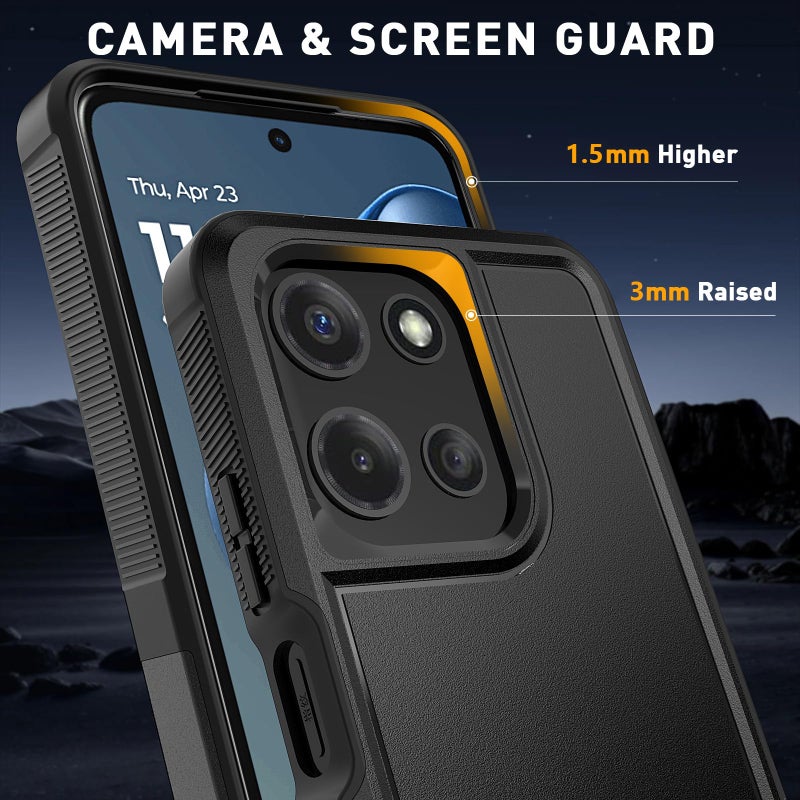 Vinve for Moto G 2025 Case with HD Screen Protector, Military-Grade Shockproof & Dual-Layer Protection, Anti-Slip Grip Design Phone Case, Black - Image 4