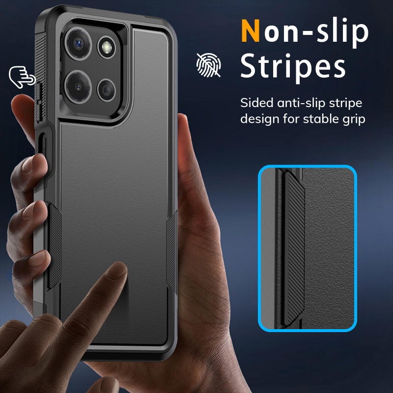 Vinve for Moto G 2025 Case with HD Screen Protector, Military-Grade Shockproof & Dual-Layer Protection, Anti-Slip Grip Design Phone Case, Black - Image 5