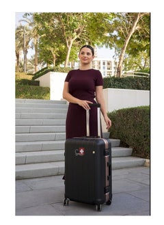 SWISSCASE Hardshell Luggage Set, 20 and 24 Inch, Aluminium Frame, Double Spinner Wheels, Lightweight V801 Set, Black  - Image 1
