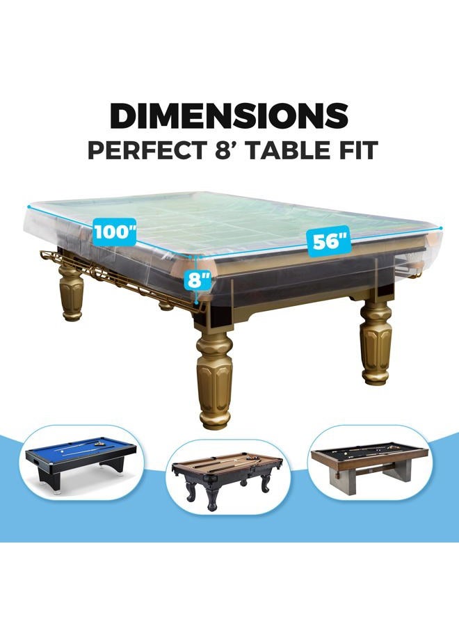 Storage Standard 2-Pack Billiard & Pool Table Cover 8 Feet - Reusable Heavy-Duty Clear Plastic, Standard 8ft Pool Table Covers, Waterproof Cover for Storage, Moving, & Dust Protection, 100" x 56" x 8" - Image 3