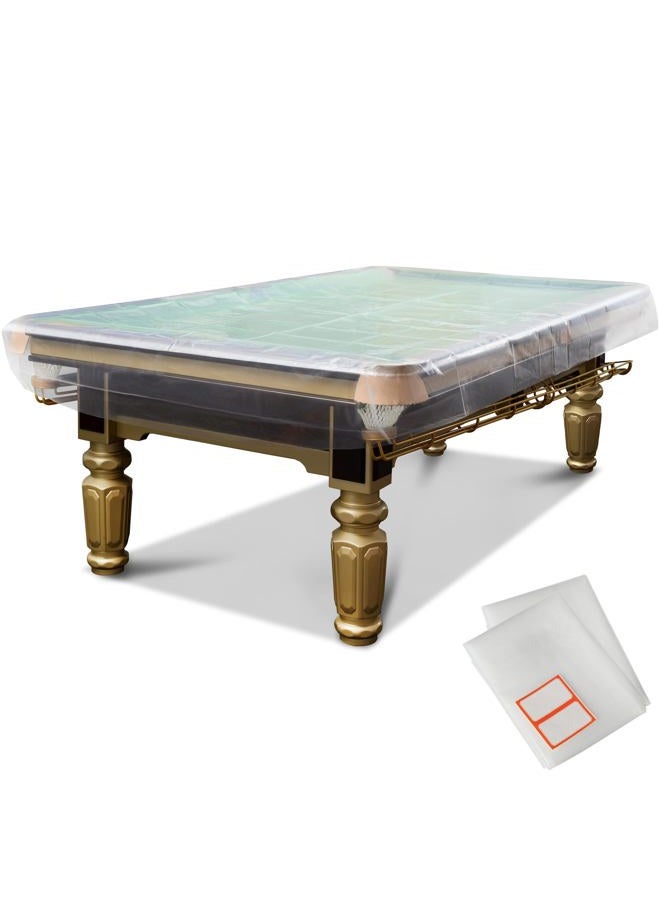Storage Standard 2-Pack Billiard & Pool Table Cover 8 Feet - Reusable Heavy-Duty Clear Plastic, Standard 8ft Pool Table Covers, Waterproof Cover for Storage, Moving, & Dust Protection, 100" x 56" x 8" - Image 1