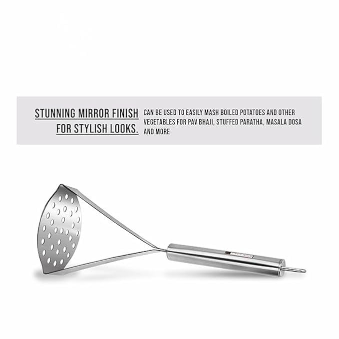 Brunchy Stainless Steel Masher, Whisker & Momo Tong | Multipurpose Kitchen Tools Set for Cooking & Serving - Image 2