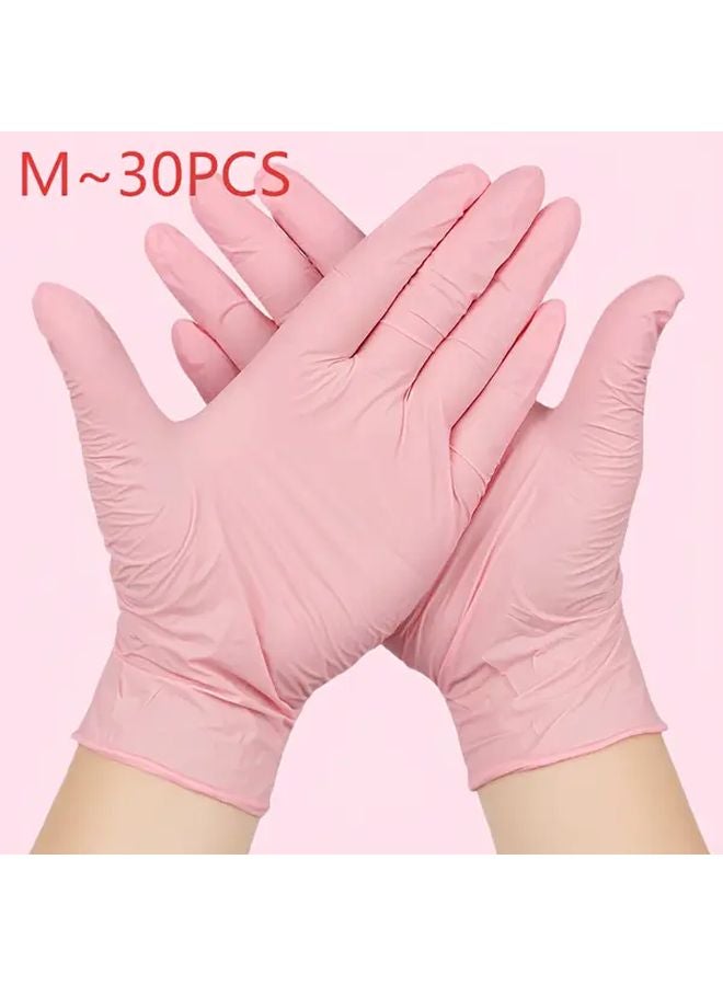 Sakura Pink M 30 Pack Powder Free Nitrile Cleaning Gloves Waterproof Durable - Image 1