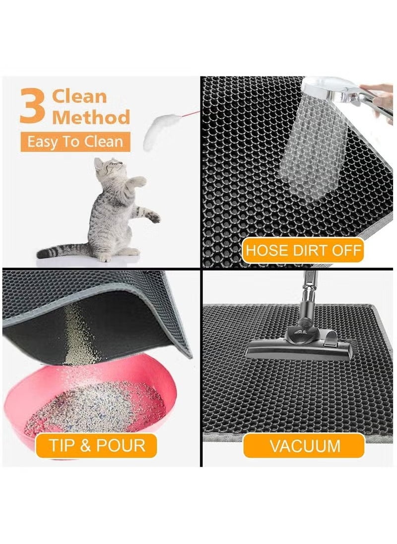 Double-Layer Cat Litter Mat, EVA Cat Litter Pad With Filter Pore, Foldable Trapper Mats, Litter Trapping Mat, Cat Litter Box Mat, Honeycomb Trapping Mat, Grid Mesh Cat Litter Mat, Waterproof Litter Mat, Durable Pet Litter Mat, Honeycomb Double Layer Design, Urine Proof Material, Scatter Control, Less Waste, Easy to Clean, Soft on Paws, Non-slip