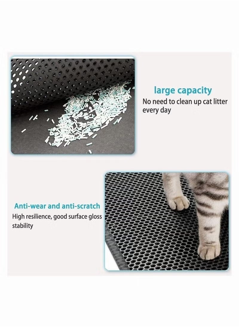 Double-Layer Cat Litter Mat, EVA Cat Litter Pad With Filter Pore, Foldable Trapper Mats, Litter Trapping Mat, Cat Litter Box Mat, Honeycomb Trapping Mat, Grid Mesh Cat Litter Mat, Waterproof Litter Mat, Durable Pet Litter Mat, Honeycomb Double Layer Design, Urine Proof Material, Scatter Control, Less Waste, Easy to Clean, Soft on Paws, Non-slip