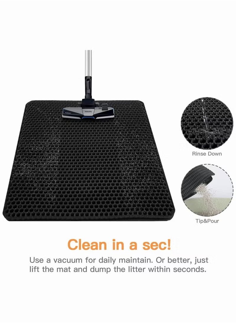 Double-Layer Cat Litter Mat, EVA Cat Litter Pad With Filter Pore, Foldable Trapper Mats, Litter Trapping Mat, Cat Litter Box Mat, Honeycomb Trapping Mat, Grid Mesh Cat Litter Mat, Waterproof Litter Mat, Durable Pet Litter Mat, Honeycomb Double Layer Design, Urine Proof Material, Scatter Control, Less Waste, Easy to Clean, Soft on Paws, Non-slip