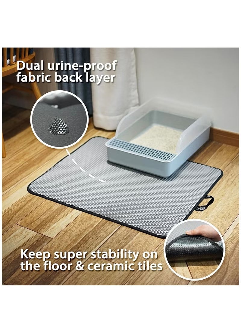 Double-Layer Cat Litter Mat, EVA Cat Litter Pad With Filter Pore, Foldable Trapper Mats, Litter Trapping Mat, Cat Litter Box Mat, Honeycomb Trapping Mat, Grid Mesh Cat Litter Mat, Waterproof Litter Mat, Durable Pet Litter Mat, Honeycomb Double Layer Design, Urine Proof Material, Scatter Control, Less Waste, Easy to Clean, Soft on Paws, Non-slip