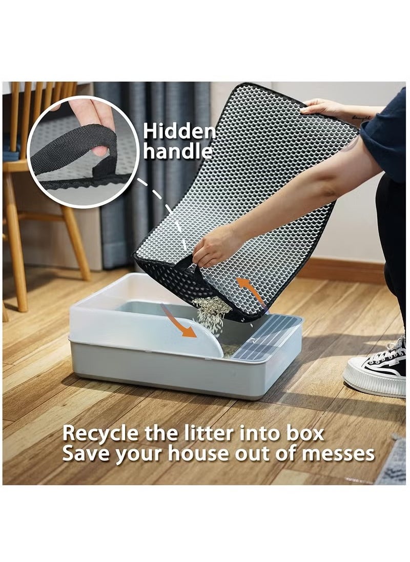 Double-Layer Cat Litter Mat, EVA Cat Litter Pad With Filter Pore, Foldable Trapper Mats, Litter Trapping Mat, Cat Litter Box Mat, Honeycomb Trapping Mat, Grid Mesh Cat Litter Mat, Waterproof Litter Mat, Durable Pet Litter Mat, Honeycomb Double Layer Design, Urine Proof Material, Scatter Control, Less Waste, Easy to Clean, Soft on Paws, Non-slip