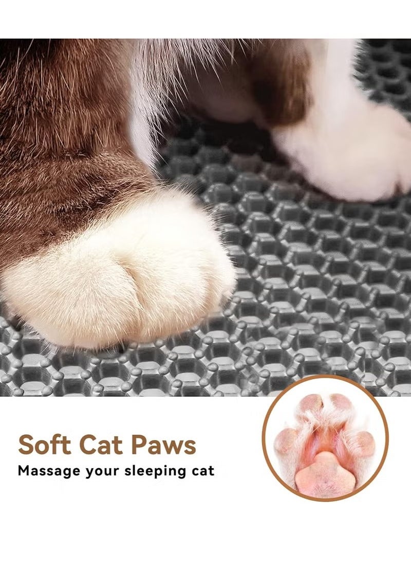 Double-Layer Cat Litter Mat, EVA Cat Litter Pad With Filter Pore, Foldable Trapper Mats, Litter Trapping Mat, Cat Litter Box Mat, Honeycomb Trapping Mat, Grid Mesh Cat Litter Mat, Waterproof Litter Mat, Durable Pet Litter Mat, Honeycomb Double Layer Design, Urine Proof Material, Scatter Control, Less Waste, Easy to Clean, Soft on Paws, Non-slip