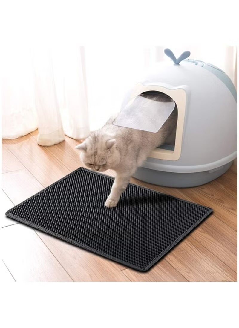 Double-Layer Cat Litter Mat, EVA Cat Litter Pad With Filter Pore, Foldable Trapper Mats, Litter Trapping Mat, Cat Litter Box Mat, Honeycomb Trapping Mat, Grid Mesh Cat Litter Mat, Waterproof Litter Mat, Durable Pet Litter Mat, Honeycomb Double Layer Design, Urine Proof Material, Scatter Control, Less Waste, Easy to Clean, Soft on Paws, Non-slip