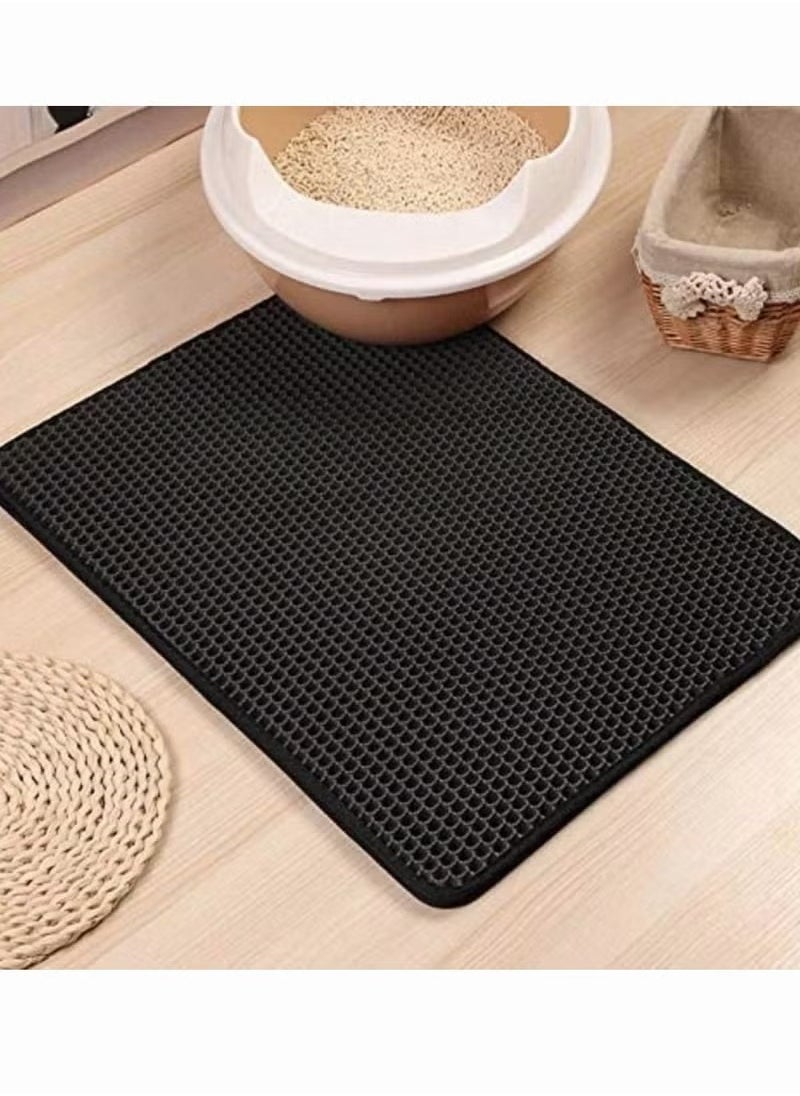 Double-Layer Cat Litter Mat, EVA Cat Litter Pad With Filter Pore, Foldable Trapper Mats, Litter Trapping Mat, Cat Litter Box Mat, Honeycomb Trapping Mat, Grid Mesh Cat Litter Mat, Waterproof Litter Mat, Durable Pet Litter Mat, Honeycomb Double Layer Design, Urine Proof Material, Scatter Control, Less Waste, Easy to Clean, Soft on Paws, Non-slip
