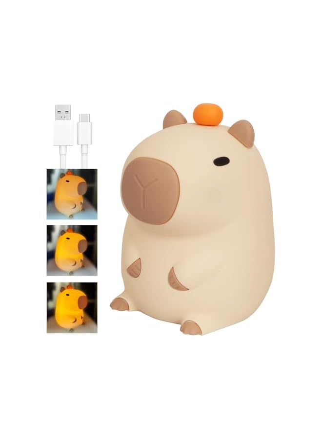 The Bros Capybara Night Light, Cute Capybara Lamp, Silicone Dimmable Nursery Nightlight, Rechargeable LED Bedside Lamp with 20 Minutes Timer & Tap Control Baby Girls Women Living, Room Bedrooms - Image 2