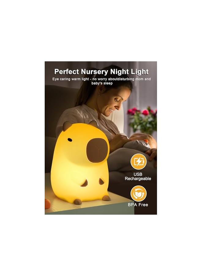 The Bros Capybara Night Light, Cute Capybara Lamp, Silicone Dimmable Nursery Nightlight, Rechargeable LED Bedside Lamp with 20 Minutes Timer & Tap Control Baby Girls Women Living, Room Bedrooms - Image 5