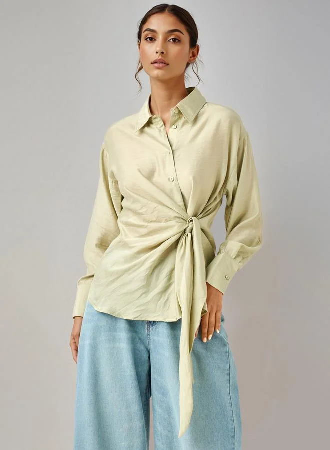 Iconic Iconic Regular Fit Knot Detail Collared Shirt