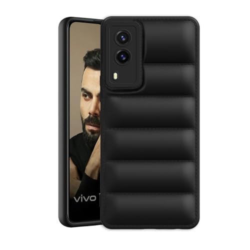 Plus Puffer Case Camera Protection Soft Back Cover for Vivo V21E 5G - Black - Image 1