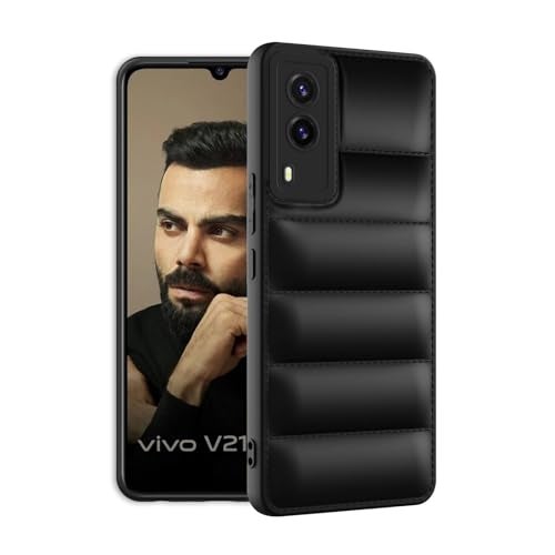 Plus Puffer Case Camera Protection Soft Back Cover for Vivo V21E 5G - Black - Image 2