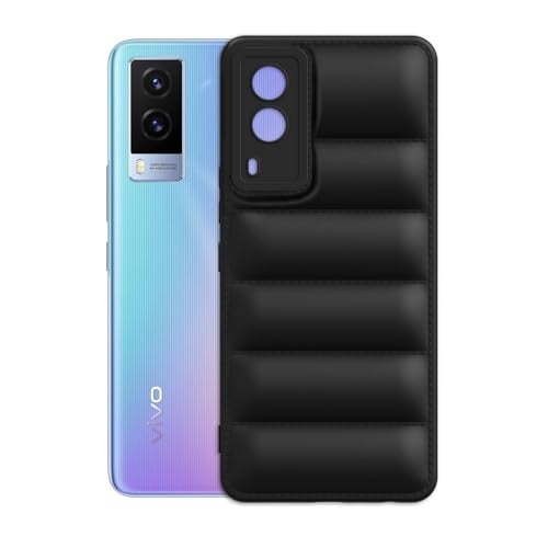 Plus Puffer Case Camera Protection Soft Back Cover for Vivo V21E 5G - Black - Image 3
