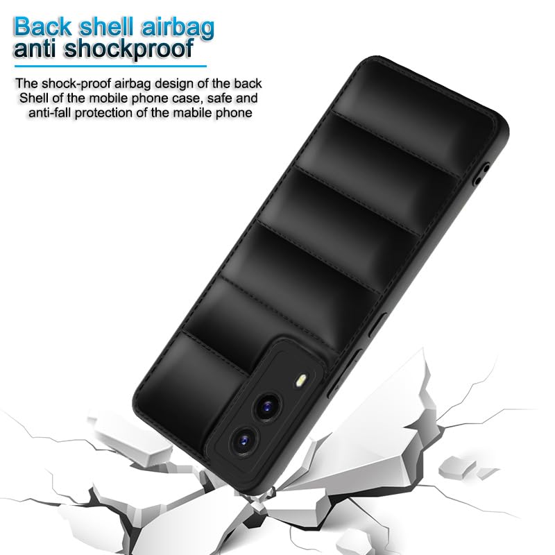 Plus Puffer Case Camera Protection Soft Back Cover for Vivo V21E 5G - Black - Image 4