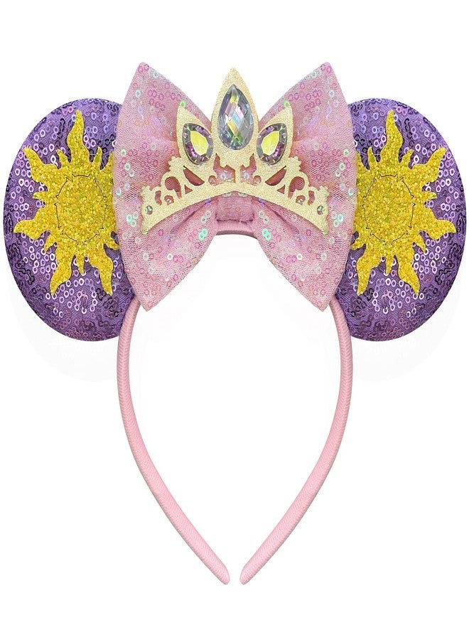 Bmobuo Princess Mouse Ears Headband for Women Adult, Crown & Star Sequin Mouse Ears Cute Park Ears - Image 1