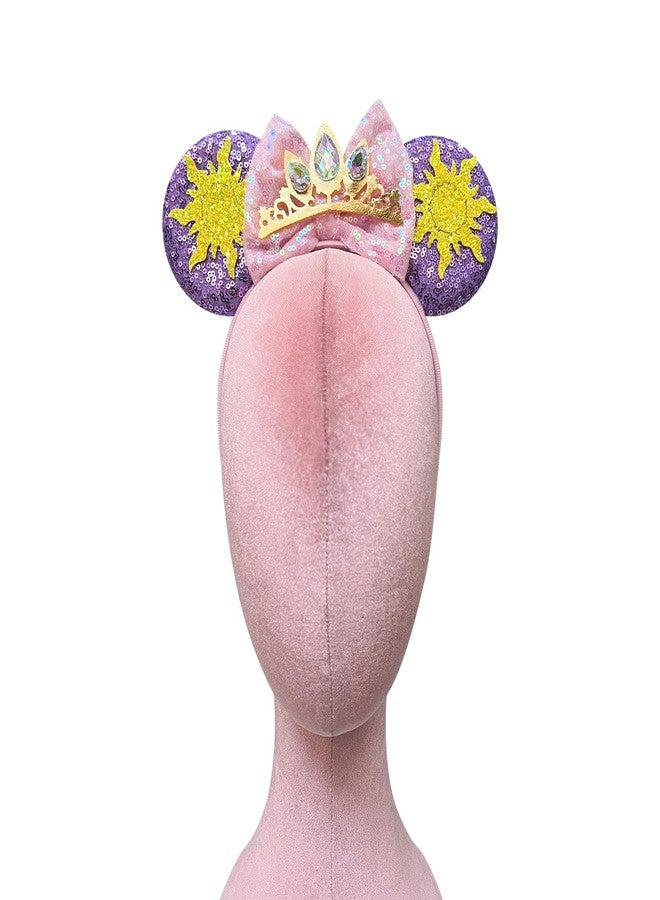 Bmobuo Princess Mouse Ears Headband for Women Adult, Crown & Star Sequin Mouse Ears Cute Park Ears - Image 2