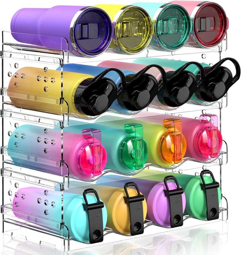 ItMvmt 4pcs Bottle Rack Water Bottle Organizer Stackable Kitchen Pantry Organization and Storage Shelf Plastic Water Bottle Holder for Fridge Kitchen Cabinet Wine